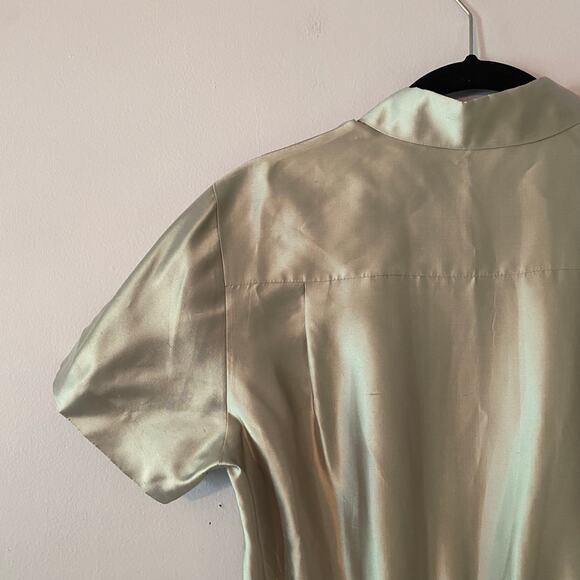 NWT Theory Silk Ice Gray Shantung Twill Button Down A-Line Mini Dress Women's 6 - Picture 11 of 16